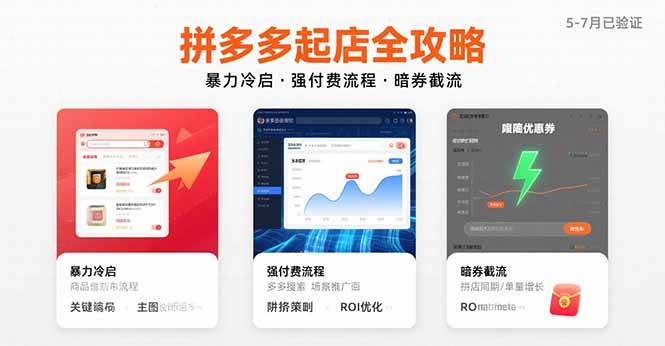 （15670期）拼多多起店全攻略，暴力冷启，强付费流程，暗券截流，5-7月已验证的方法-佳佳云创网