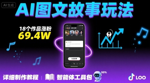 抖音爆火的ai图文故事玩法，18个作品涨粉69.4W，详细制作教程+智能体-佳佳云创网