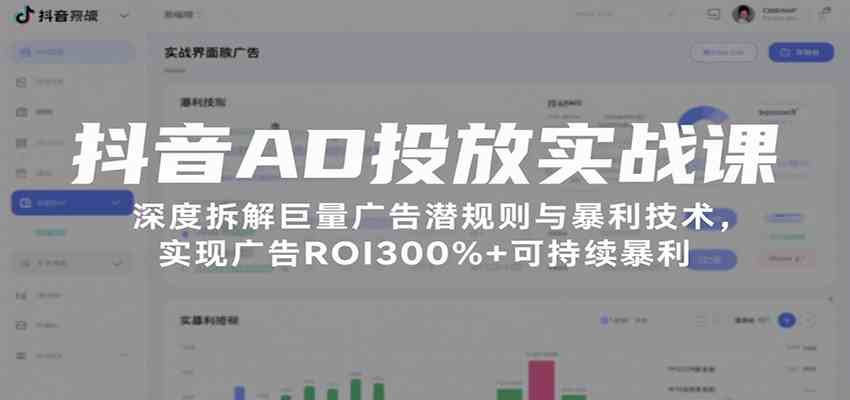 抖音AD投放实战课，深度拆解巨量广告潜规则与暴利技术，实现广告ROI300%+可持续暴利-佳佳云创网