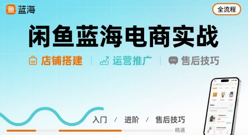 闲鱼蓝海电商实战，店铺搭建运营售后全流程-佳佳云创网