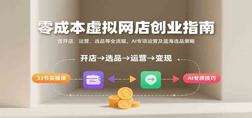 零成本虚拟网店创业指南，含开店、运营、选品等全流程， AI专项运营及蓝海选品策略-佳佳云创网