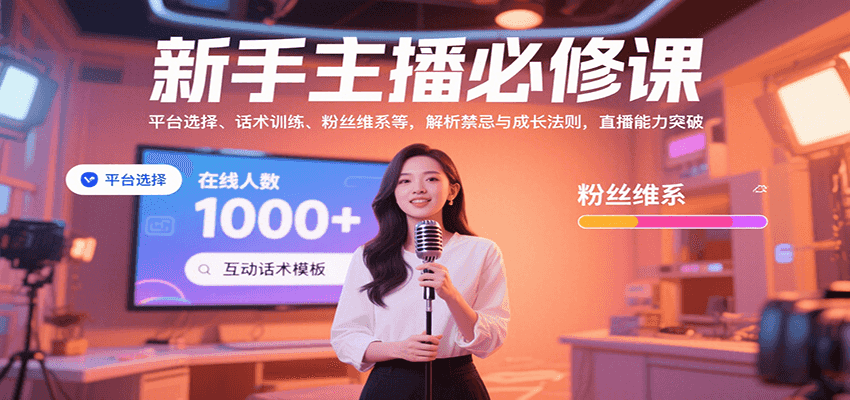 新手主播必修课：平台选择、话术训练、粉丝维系等，解析禁忌与成长法则，突破直播能力-佳佳云创网