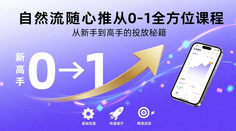 自然流随心推从0-1全方位课程，从新手到高手的投放秘籍-佳佳云创网