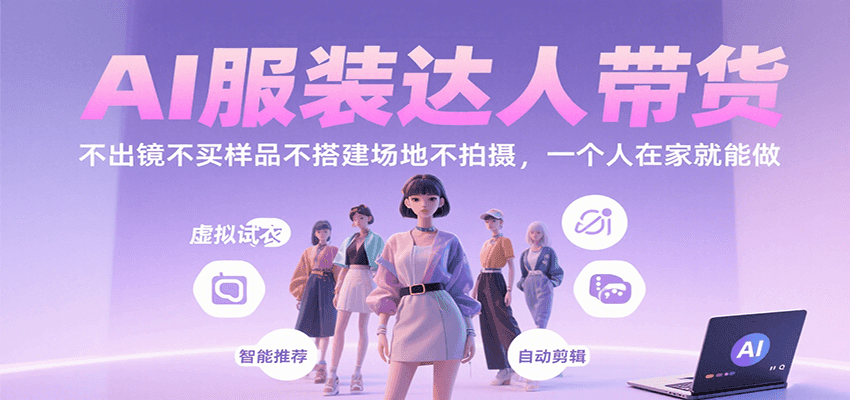 AI服装达人带货，不出镜不买样品不搭建场地不拍摄，一个人在家就能做-佳佳云创网