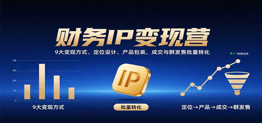 财务IP变现营：9大变现方式、定位设计、产品包装，成交与群发售批量转化-佳佳云创网