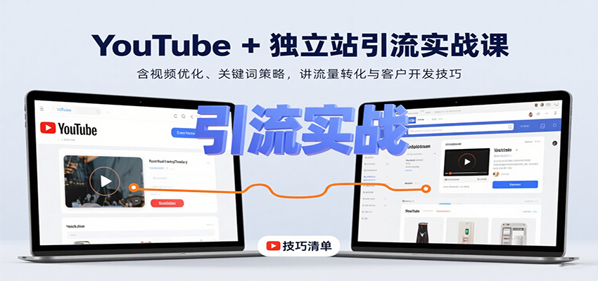 YouTube+独立站引流实战课：含视频优化、关键词策略，讲流量转化与客户开发技巧-佳佳云创网
