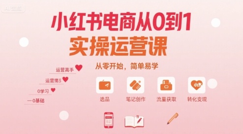 小红书电商从0到1实操运营课，从零开始，简单易学-佳佳云创网