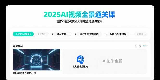 （15762期）2025AI视频全景通关课：涵盖创作/商业/职场3大领域  掌握AI全场景应用-佳佳云创网