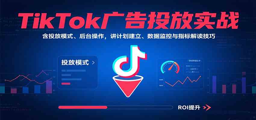 TikTok广告投放实战，含投放模式、后台操作，讲计划建立、数据监控与指标解读技巧-佳佳云创网