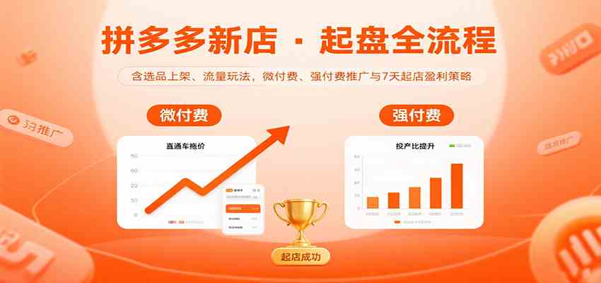 拼多多新店起盘全流程，含选品上架、流量玩法，微付费、强付费推广与7天起店盈利策略-佳佳云创网
