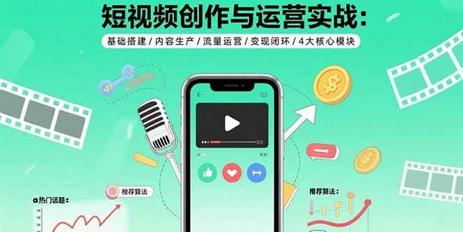 （15819期）短视频创作与运营实战：基础搭建/内容生产/流量运营/变现闭环/4大核心模块-佳佳云创网