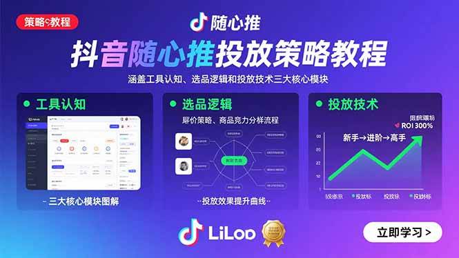 （15828期）抖音随心推投放策略教程：涵盖工具认知、选品逻辑和投放技术三大核心模块-佳佳云创网