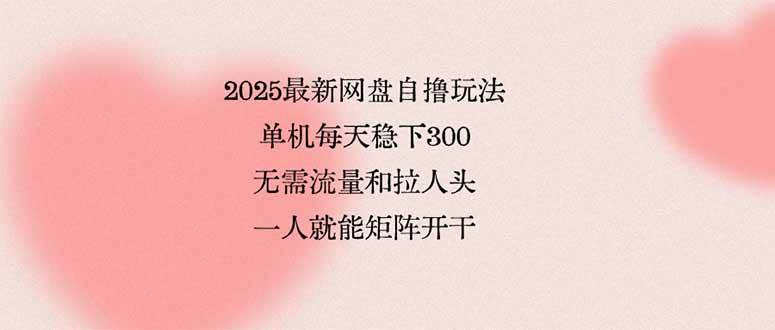 （15831期）2025最新网盘自撸玩法，单机每天稳下3张，无需流量和拉人头，一个人就…-佳佳云创网