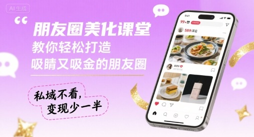 朋友圈美化课堂，教你轻松打造，吸睛又吸金的朋友圈，私域不看，变现少一半-佳佳云创网