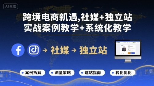 跨境电商新机遇，社媒+独立站，实战案例教学+系统化教学-佳佳云创网