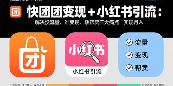 （15877期）快团团变现+小红书引流：解决没流量、难变现、缺帮卖三大痛点 实现月入3w+-佳佳云创网