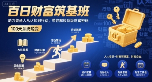 百日财富筑基班，助力普通人从认知到行动，带你解锁顶级财富密码-佳佳云创网