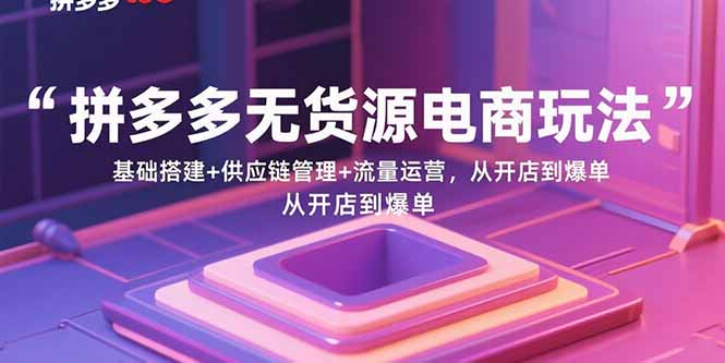 （15886期）拼多多无货源电商玩法：基础搭建+供应链管理+流量运营，从开店到爆单-佳佳云创网