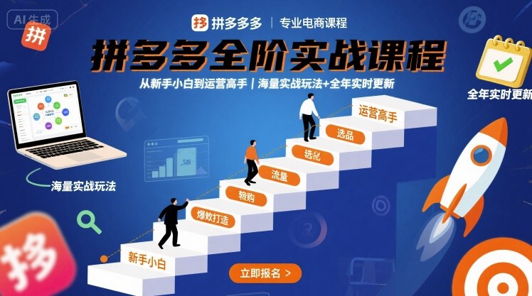 拼多多全阶实战课程，从新手小白到运营高手，海量实战玩法+全年实时更新【2025年9月更新】-佳佳云创网