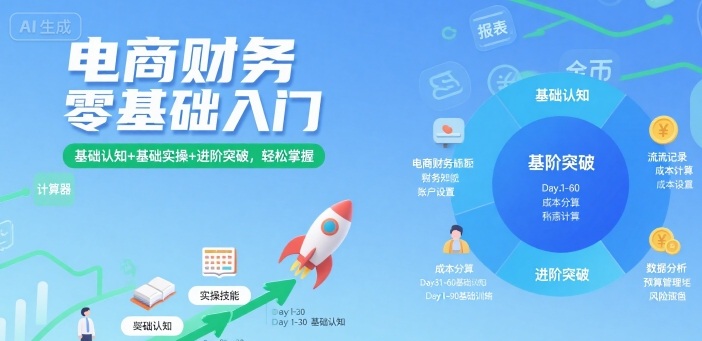 电商财务零基础入门，基础认知+基础实操+进阶突破，轻松掌握-佳佳云创网