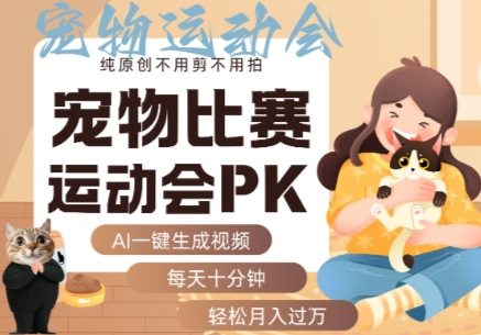 AI一键生成宠物比赛运动会PK视频，纯原创不用剪不用拍，每天十分钟，轻松月入过1W+-佳佳云创网