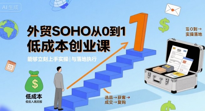 外贸SOHO从0到1低成本创业课，能够立刻上手实操与落地执行-佳佳云创网