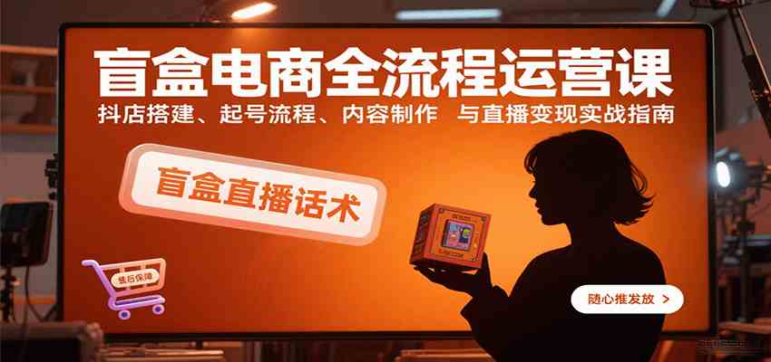 盲盒电商全流程运营课：抖店搭建、起号流程、内容制作与直播变现实战指南-佳佳云创网