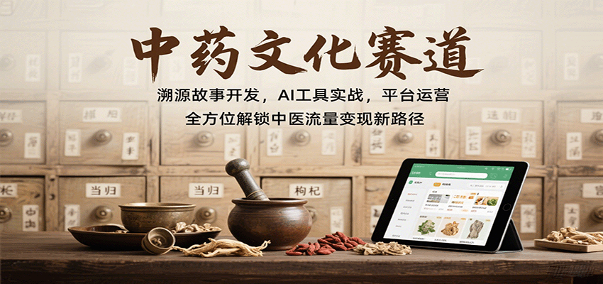 中药文化赛道：溯源故事开发，AI工具实战，平台运营，全方位解锁中医流量变现新路径-佳佳云创网