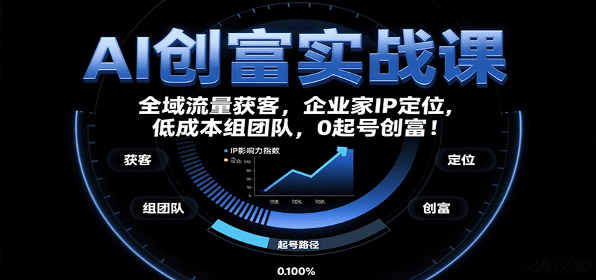 AI创富实战课：企业家IP定位，全域流量获客，低成本组团队，0起号创富！-佳佳云创网