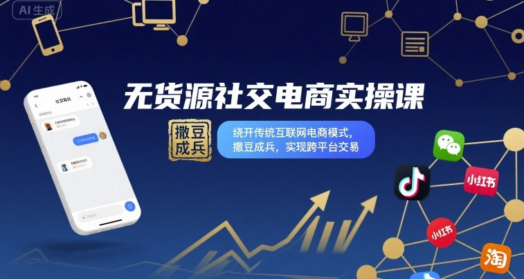 无货源社交电商实操课，绕开传统互联网电商模式，撒豆成兵，实现跨平台交易-佳佳云创网