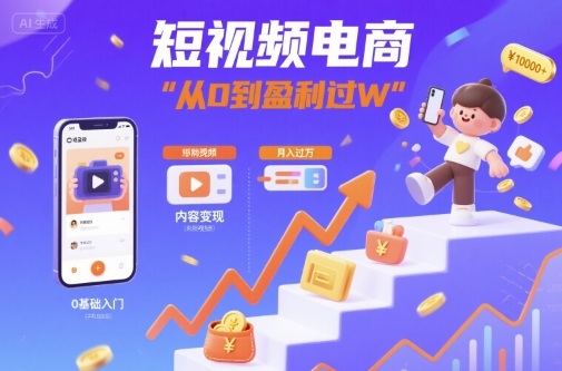 短视频电商：短视频变现从0到盈利过W-佳佳云创网