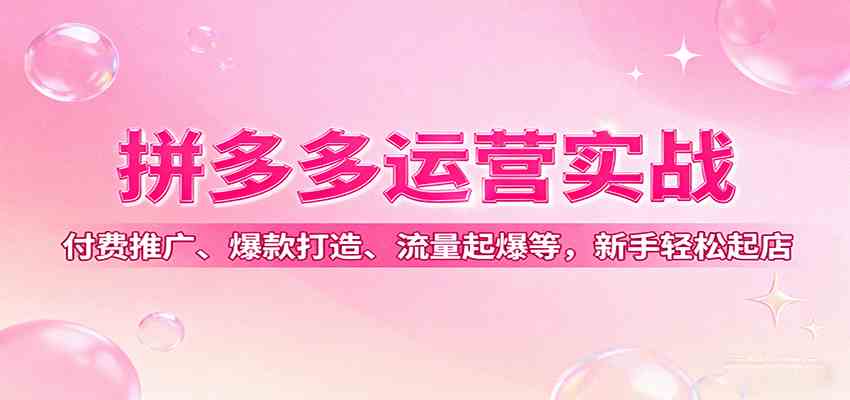 拼多多运营实战，付费推广、爆款打造、流量起爆等，新手轻松起店-佳佳云创网