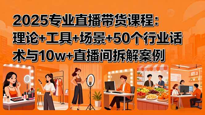 （15988期）2025专业直播带货课程：理论+工具+场景+50个行业话术与10w+直播间拆解案例-佳佳云创网