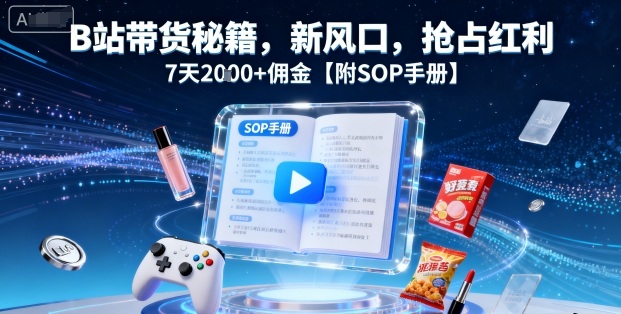 B站带货秘籍，新风口，抢占红利，7天2k+佣金【附SOP手册】-佳佳云创网