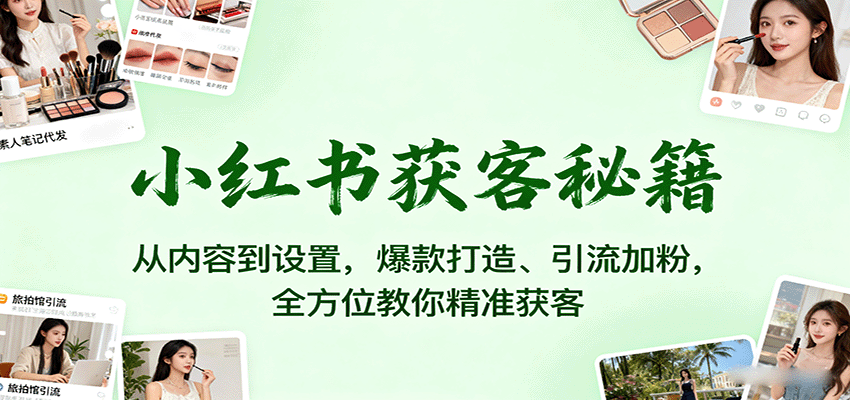 小红书获客秘籍：从内容到设置，爆款打造、引流加粉，全方位教你精准获客-佳佳云创网