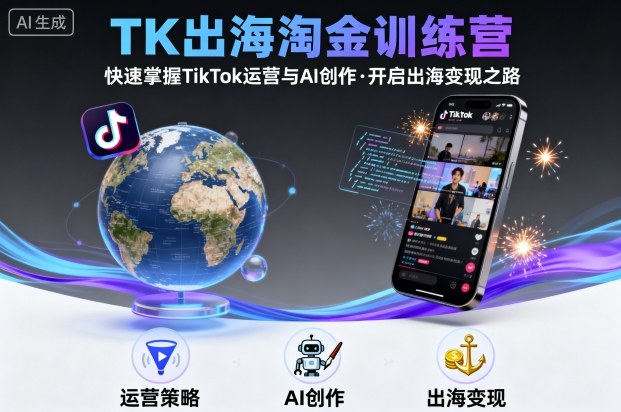 TK出海淘金训练营，助你快速掌握TikTok运营与AI创作，开启出海变现之路-佳佳云创网