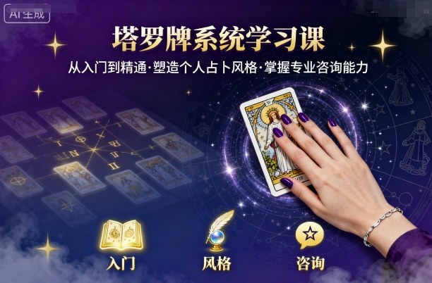塔罗牌系统学习课，助你从入门到精通，塑造个人占卜风格，掌握专业咨询能力-佳佳云创网