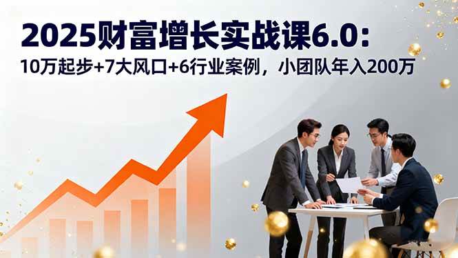 （16004期）2025财富增长实战课6.0：10万起步+7大风口+6行业案例，小团队年入200万-佳佳云创网