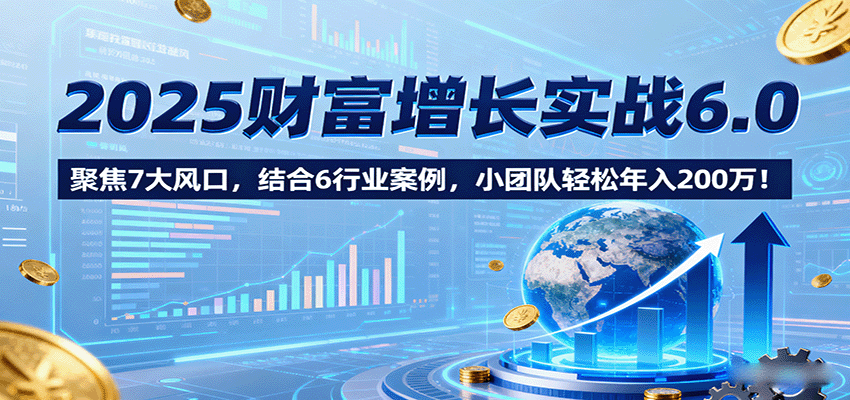 2025财富增长实战6.0，聚焦7大风口，结合6行业案例，小团队轻松年入200万！-佳佳云创网