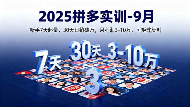 （16008期）2025拼多多实训-9月：新手7天起量,30天日销破万,月利润3-10万,可矩阵复制-佳佳云创网