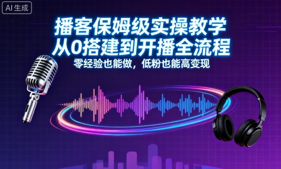 播客保姆级实操教学，从0搭建到开播全流程，零经验也能做，低粉也能高变现-佳佳云创网