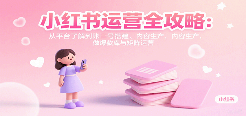 小红书运营全攻略：从平台了解到账号搭建、内容生产，做爆款库与矩阵运营-佳佳云创网
