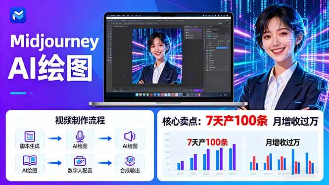 （16049期）AI绘图照片开口说话视频制作：Midjourney+数字人，7天产100条月增收过万-佳佳云创网