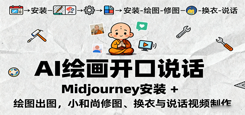 AI绘画开口说话，Midjourney安装 + 绘图出图，小和尚修图、换衣与说话视频制作-佳佳云创网