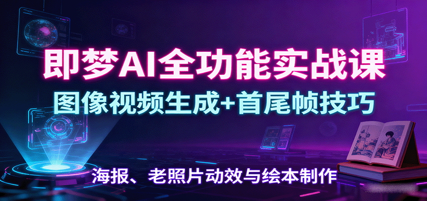 即梦AI全功能实战课：图像视频生成+首尾帧技巧，海报、老照片动效与绘本制作-佳佳云创网