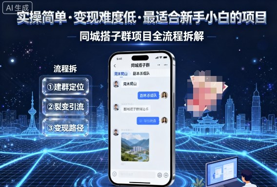 实操简单，变现难度低，最适合新手小白做的项目，每天轻松收入3张，同城搭子群项目全流程拆解-佳佳云创网