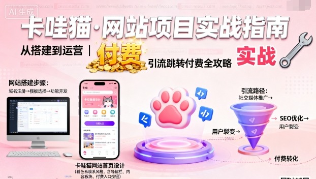 卡哇猫·网站项目，网站搭建与运营以及引流跳转付费-佳佳云创网