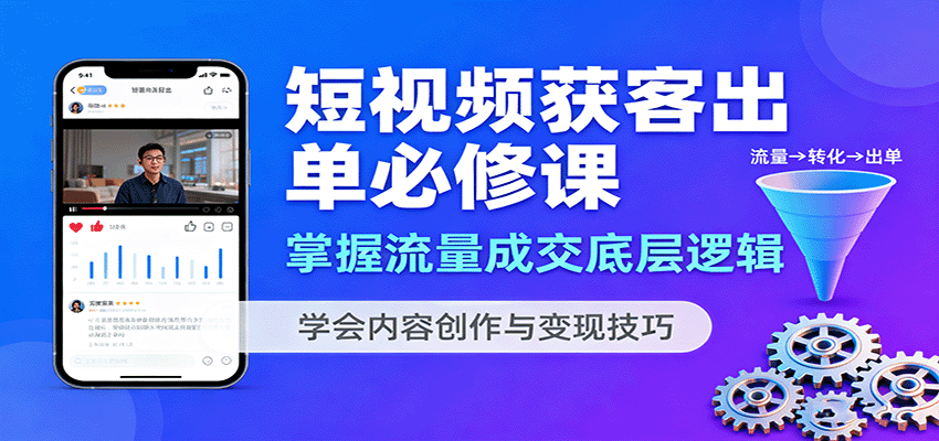 短视频获客出单必修课：掌握流量成交底层逻辑，学会内容创作与变现技巧-佳佳云创网