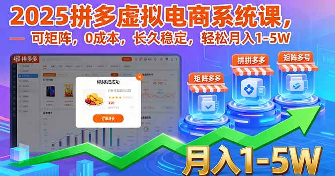 （16088期）2025拼多多虚拟电商系统课，可矩阵，0成本，长久稳定，轻松月入1-5W-佳佳云创网