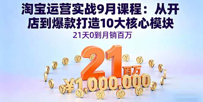 （16101期）淘宝运营实战9月课程：从开店到爆款打造10大核心模块，21天0到月销百万-佳佳云创网